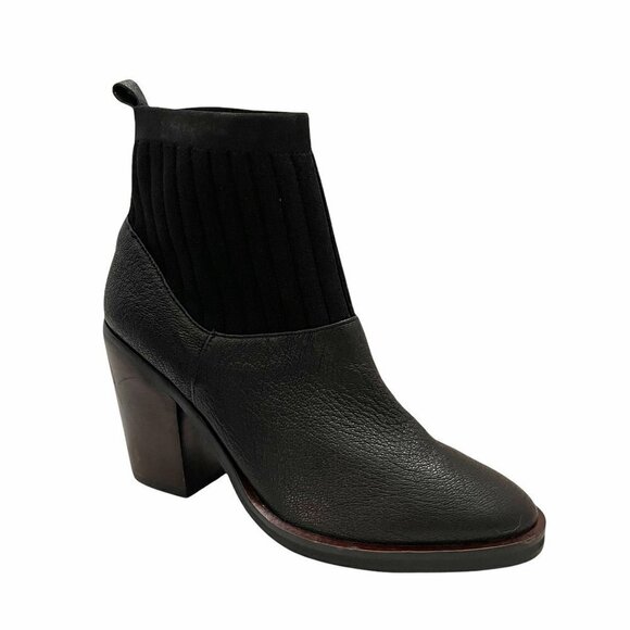 Kelsi Dagger Brooklyn Women's Woodland Black Leather Knit Booties Size 7.5 - Picture 4 of 12